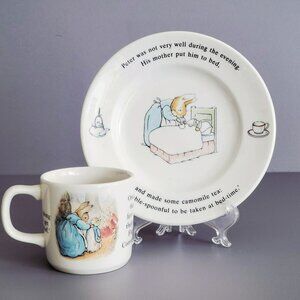 Wedgwood Peter Rabbit Bread Plate & Mug Set, Beatrix Potter, Made in England